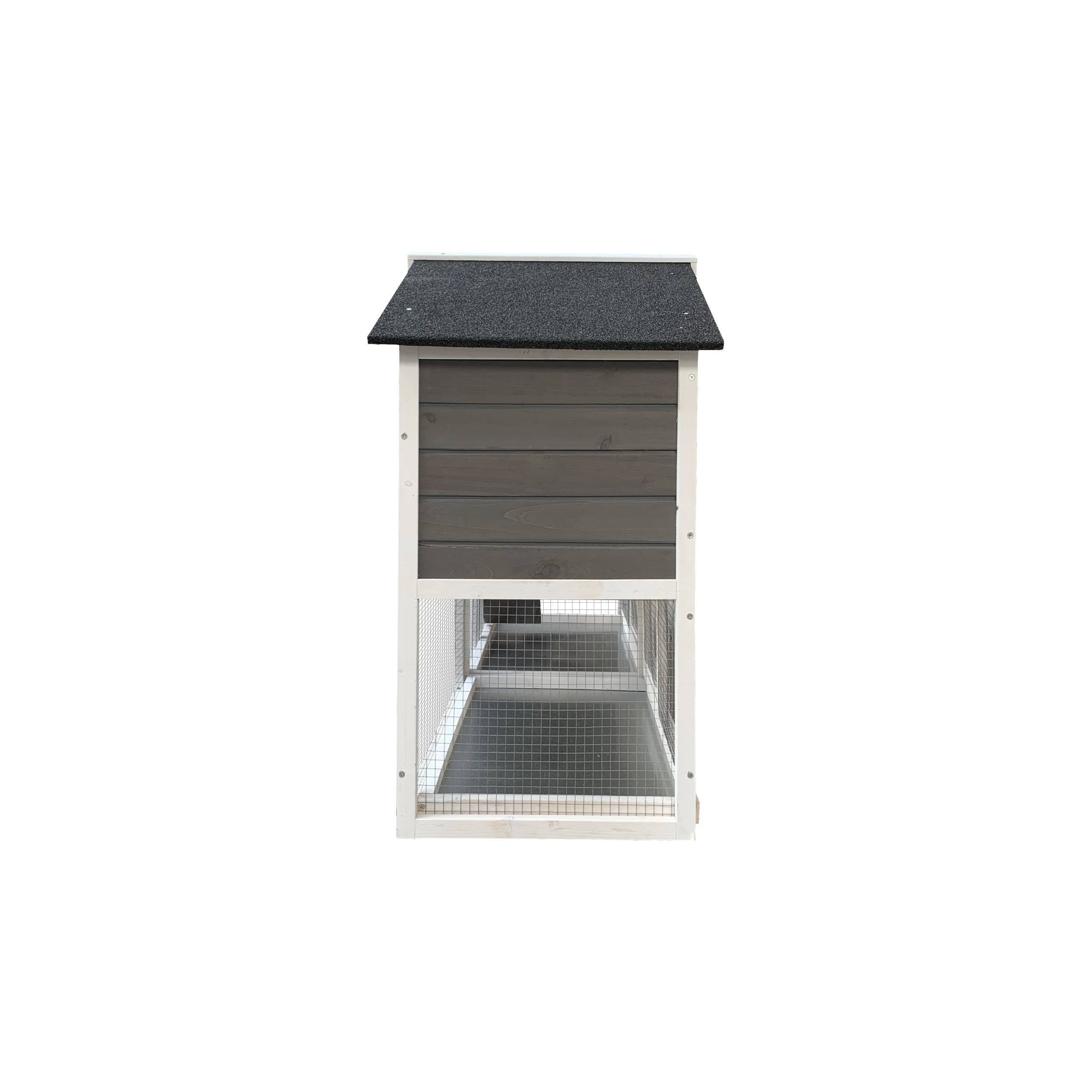 Removable Tray Ramp Wooden Outdoor Rabbit Hutch With Running Cage