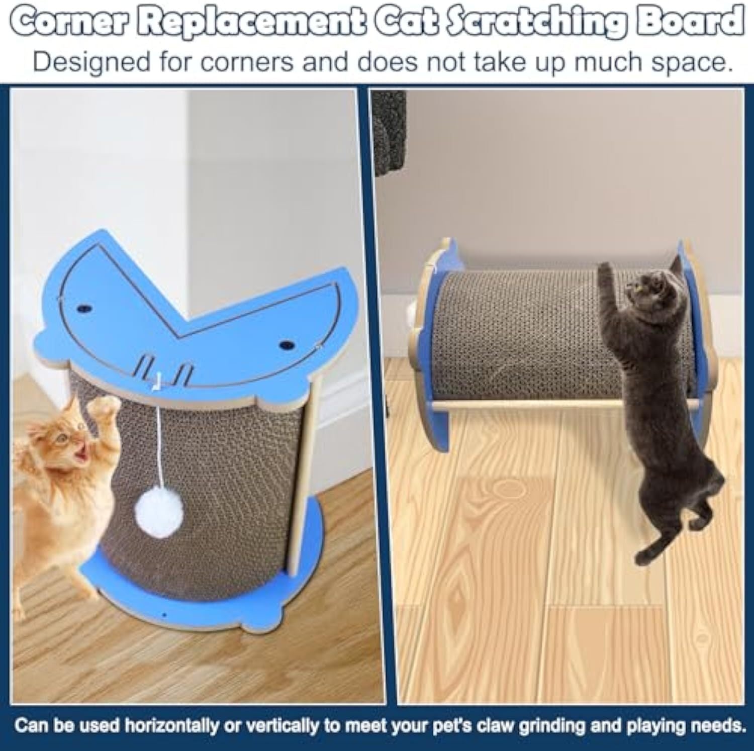 Cat Corner Scratcher Cardboard Kitten Scratching Pad For Wall And Corner Vertical Kitty Scratch Board With Hanging Ball For Indoor Cat Protect Furniture Durable Pet Wear Resistant Mat For Sofa
