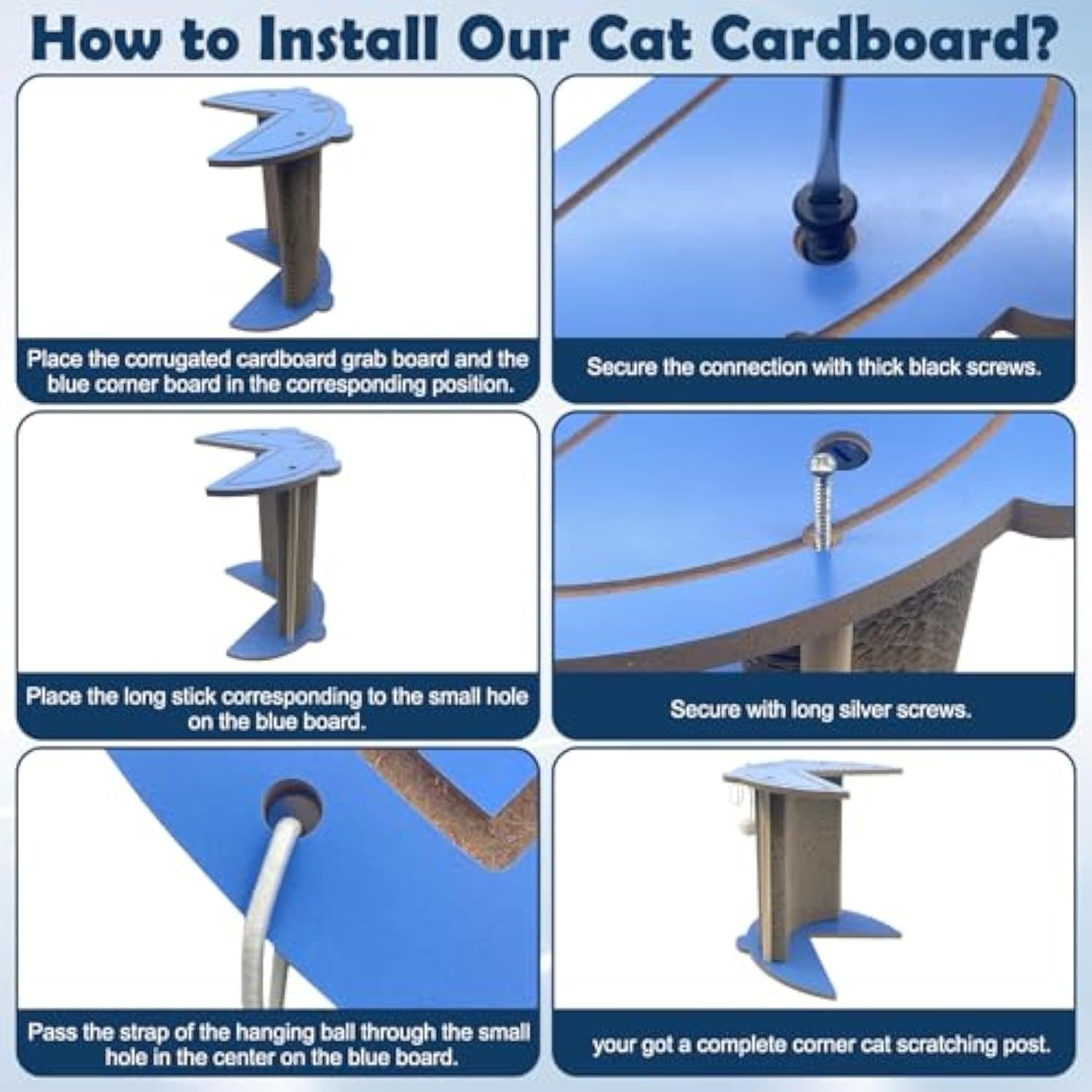 Cat Corner Scratcher Cardboard Kitten Scratching Pad For Wall And Corner Vertical Kitty Scratch Board With Hanging Ball For Indoor Cat Protect Furniture Durable Pet Wear Resistant Mat For Sofa