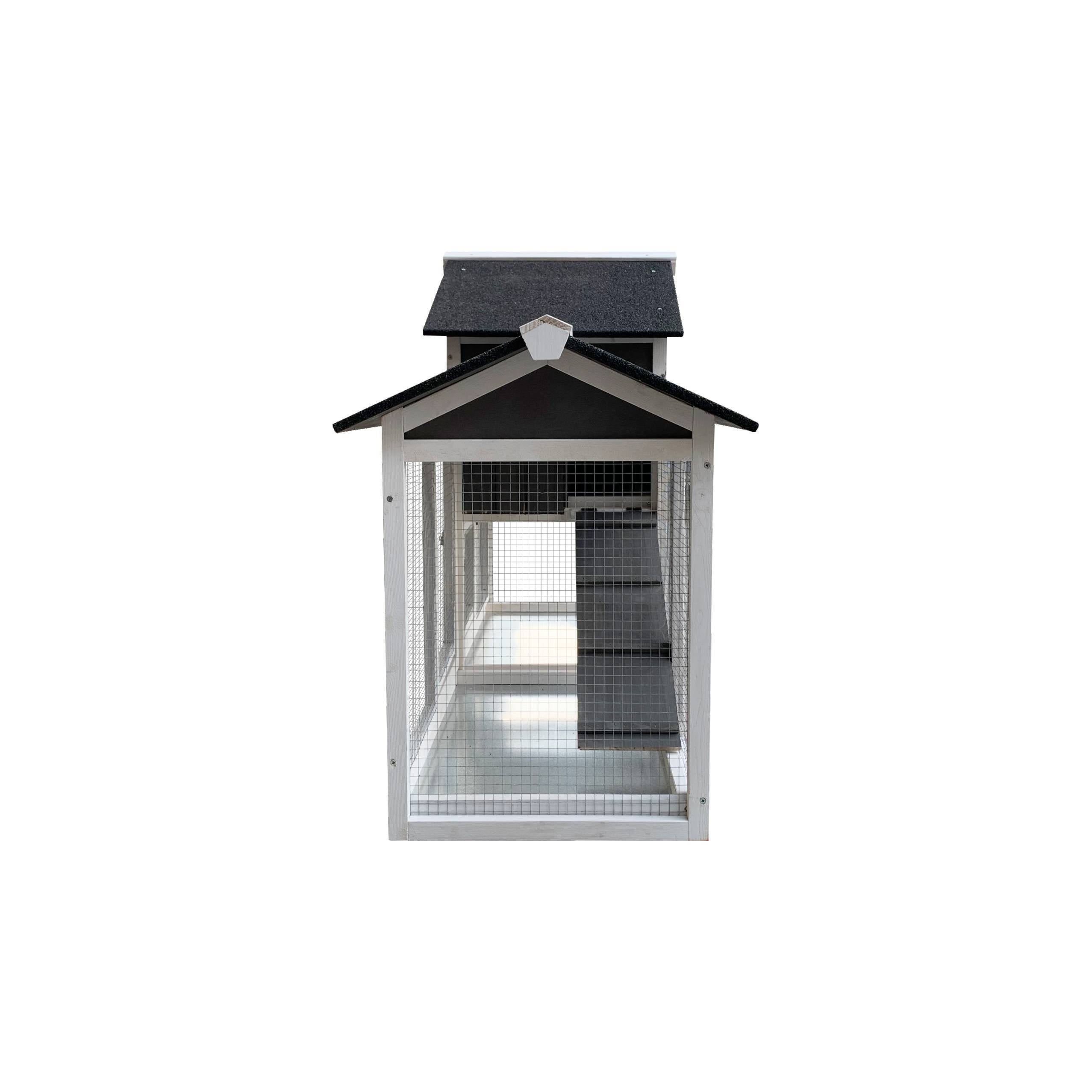 Removable Tray Ramp Wooden Outdoor Rabbit Hutch With Running Cage