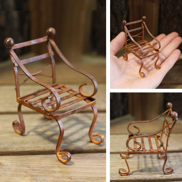Miniature Rusty Standing Birdcage With Birds Rustic Vintage