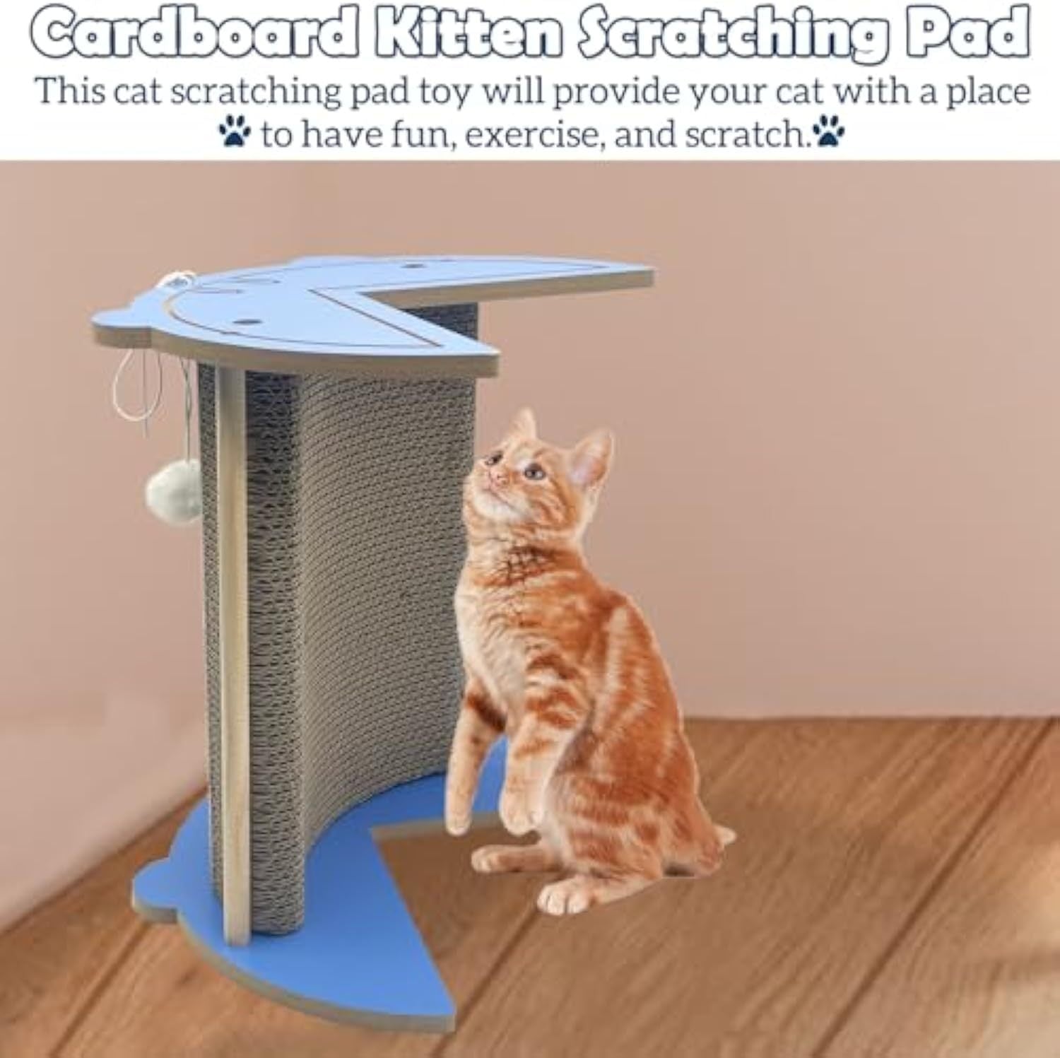 Cat Corner Scratcher Cardboard Kitten Scratching Pad For Wall And Corner Vertical Kitty Scratch Board With Hanging Ball For Indoor Cat Protect Furniture Durable Pet Wear Resistant Mat For Sofa
