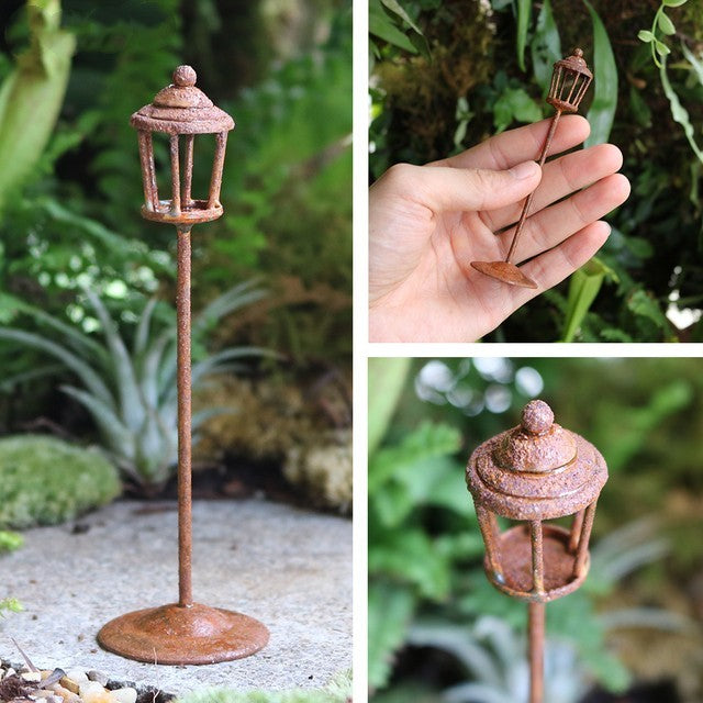 Miniature Rusty Standing Birdcage With Birds Rustic Vintage