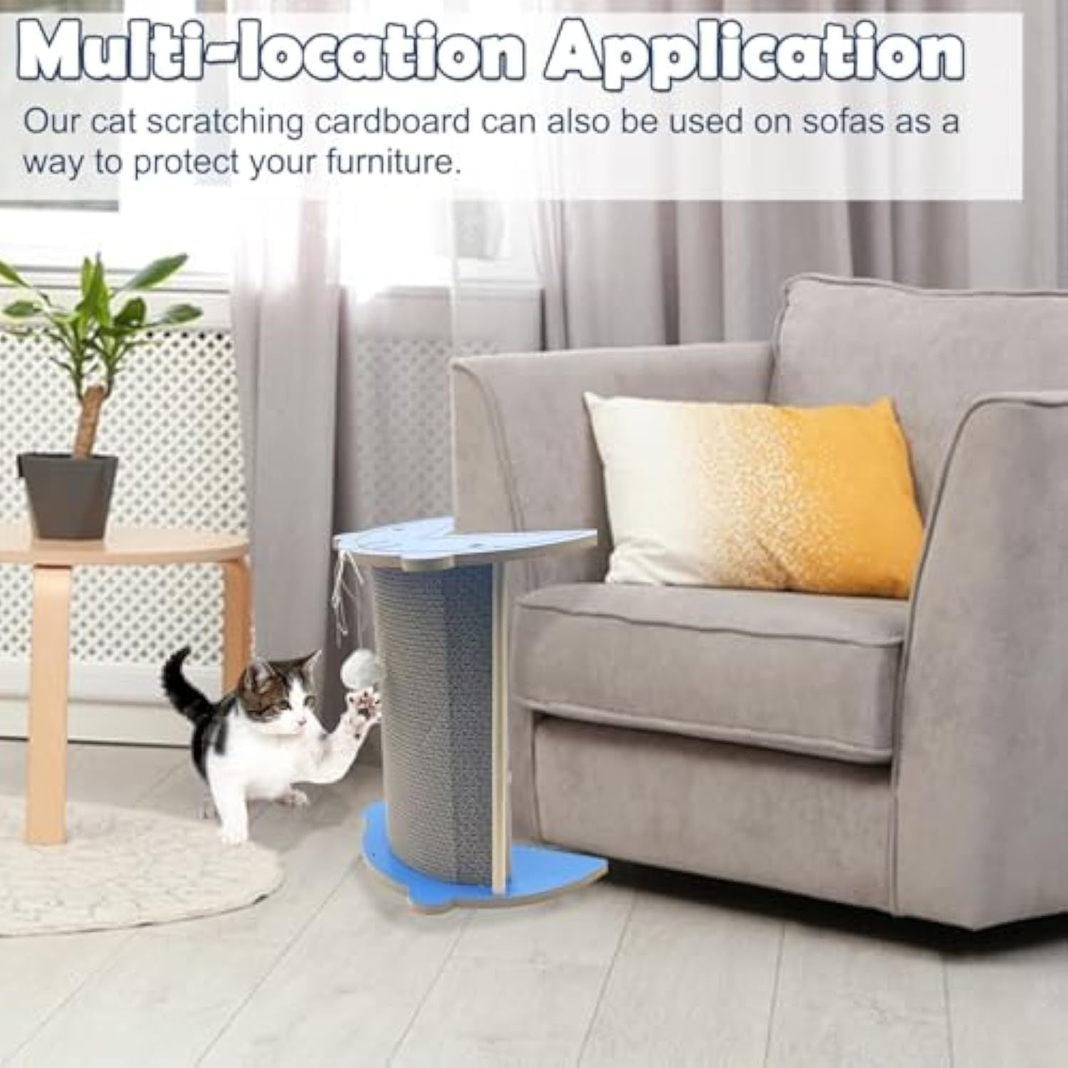 Cat Corner Scratcher Cardboard Kitten Scratching Pad For Wall And Corner Vertical Kitty Scratch Board With Hanging Ball For Indoor Cat Protect Furniture Durable Pet Wear Resistant Mat For Sofa
