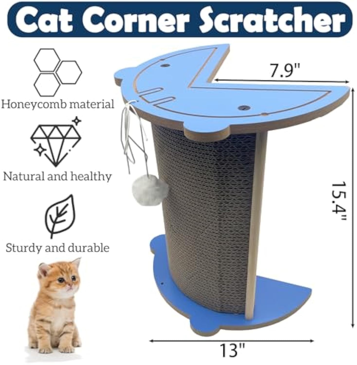 Cat Corner Scratcher Cardboard Kitten Scratching Pad For Wall And Corner Vertical Kitty Scratch Board With Hanging Ball For Indoor Cat Protect Furniture Durable Pet Wear Resistant Mat For Sofa
