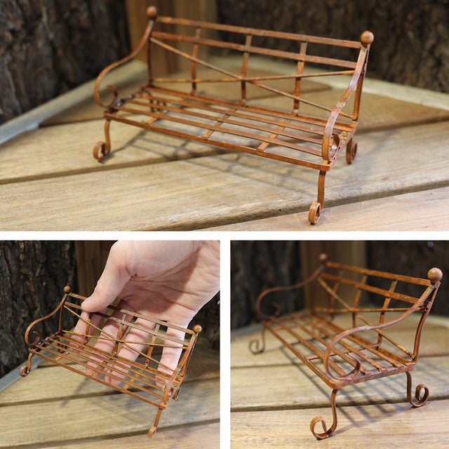 Miniature Rusty Standing Birdcage With Birds Rustic Vintage