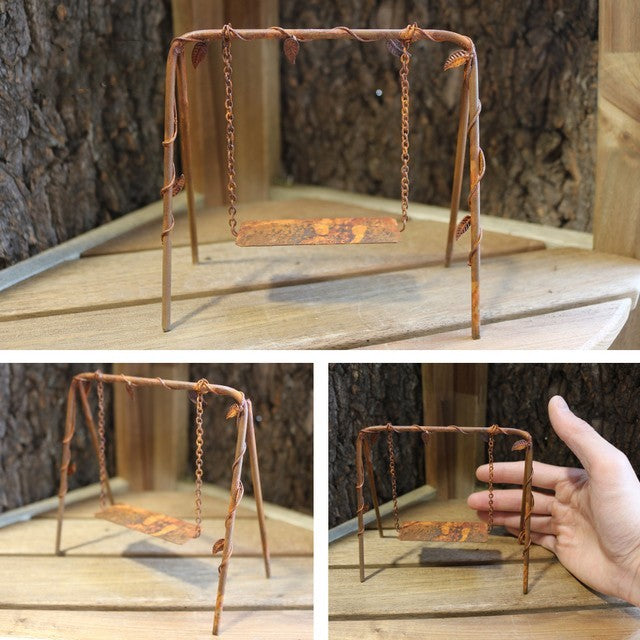 Miniature Rusty Standing Birdcage With Birds Rustic Vintage